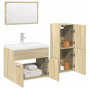 Juego de muebles de baño 4 pzas contrachapada roble Sonoma D