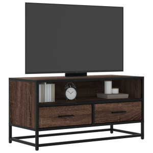 Mueble TV metal y madera ingeniería marrón roble 80x34.5x40 cm D