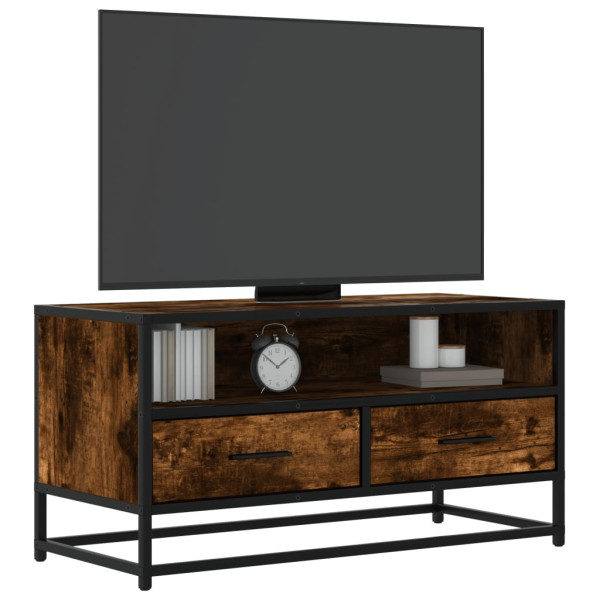 Mueble TV metal y madera ingeniería roble humo 80x34.5x40 cm D