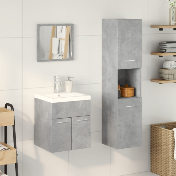 Set muebles de baño 2 piezas madera contrachapada gris hormigón M 3