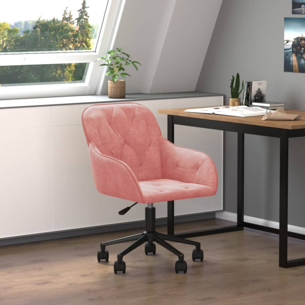 Silla de oficina giratoria de terciopelo rosa D