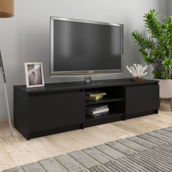 Mobiliário de TV madeira contraplacada preta 140x40x35.5 cm D
