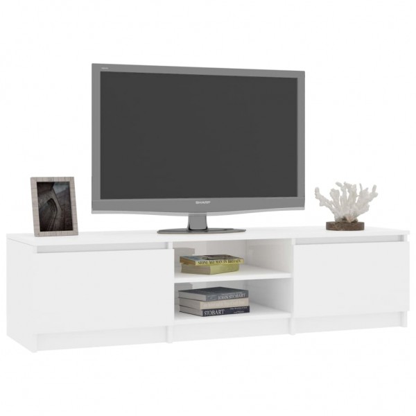 Mobiliário de televisão madeira revestida branco brilhante 140x40x35.5cm D