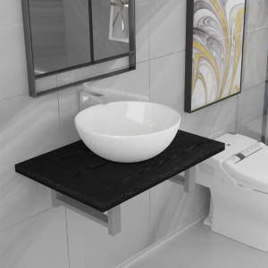 Conjunto de muebles de baño 2 piezas cerámica negro D