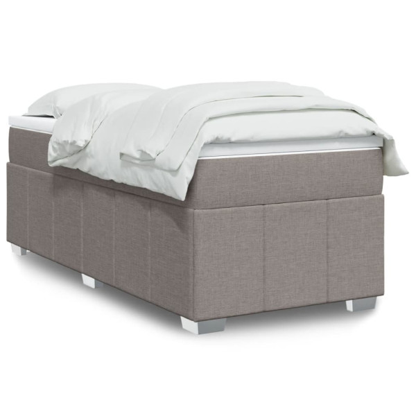 Cama box spring com colchão de tecido cinza taupe 80x200 cm D