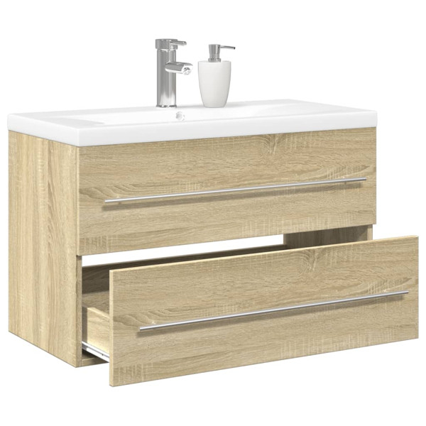 Set de muebles de baño 2 pzas madera contrachapada roble Sonoma D