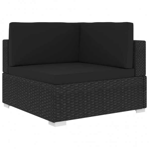 Asiento seccional de esquina con cojines 1 ud ratán PE negro Asiento seccional de esquina con cojines 1 ud ratán PE negro D
