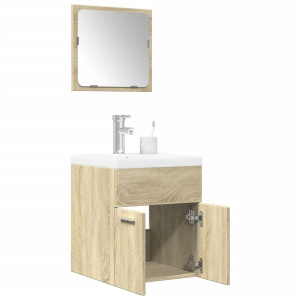 Set de muebles de baño 3 pzas madera contrachapada roble Sonoma D