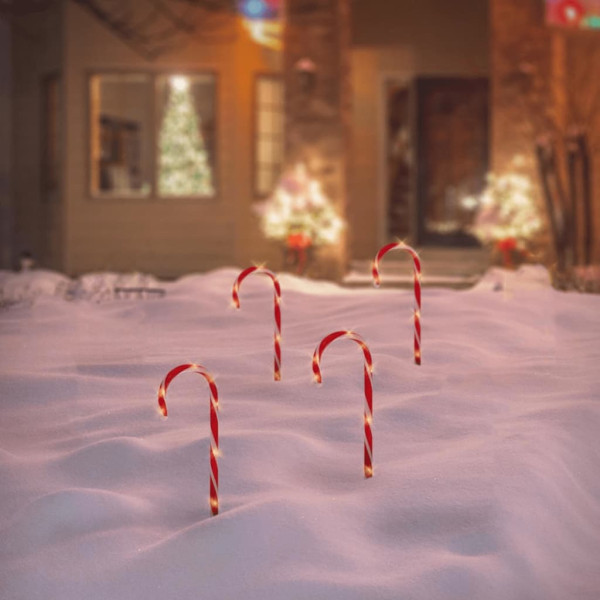 Ambiance Set de bastones de caramelo de Navidad con luces 4 pzas D