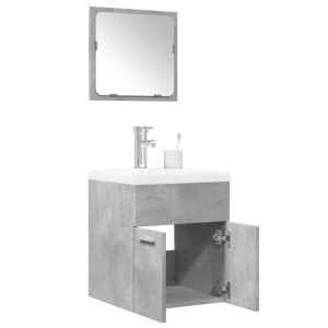 Set muebles de baño 2 piezas madera contrachapada gris hormigón D