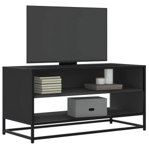 Mueble de TV madera de ingeniería y metal negro 91x40x46 cm D