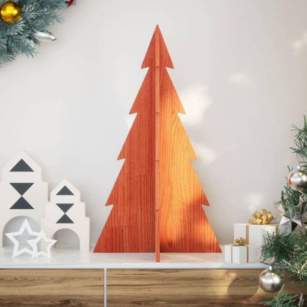 Árbol de Navidad de adorno madera maciza pino marrón cera 80 cm D