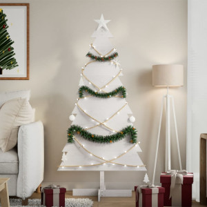 Árvore de Natal ornamentado madeira pinheiro branco sólido 150 cm D