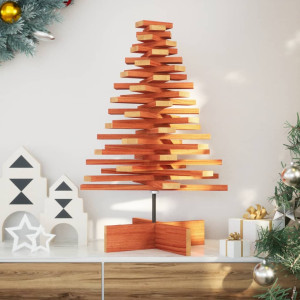 Árbol de Navidad de adorno madera maciza pino marrón cera 80 cm D