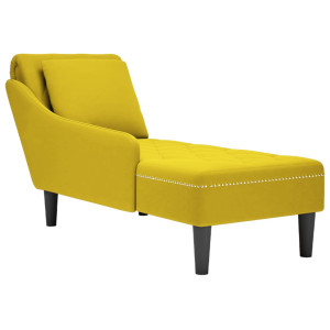 Tumbona con almohada y reposabrazo derecho terciopelo amarillo D