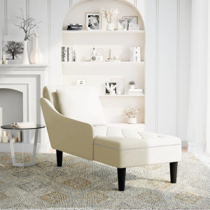 Chaise lounge c/ almofada/apoio de braços direito veludo creme H