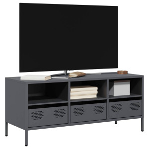 Armário de TV de aço laminado frio antracite 101.5x39x43.5 cm D