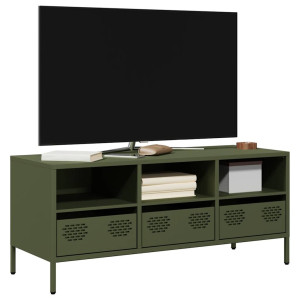 Mueble TV acero laminado en frío verde oliva 101.5x39x43.5 cm D