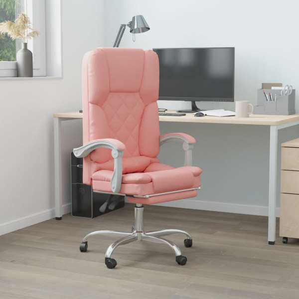 Silla de oficina reclinable masaje cuero sintético rosa D