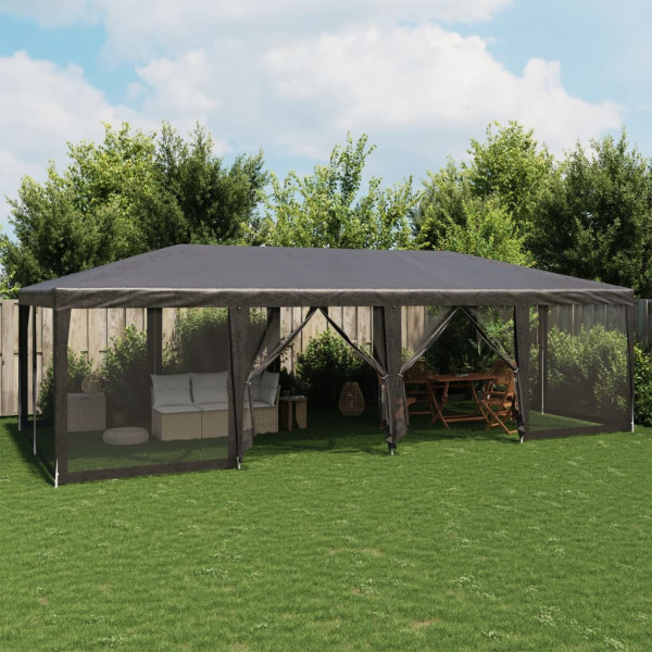 Carpa para fiestas 12 paredes de malla HDPE gris antracita 8x4m D