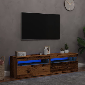 Muebles de TV con luces LED 2 uds madera ingeniería envejecida D