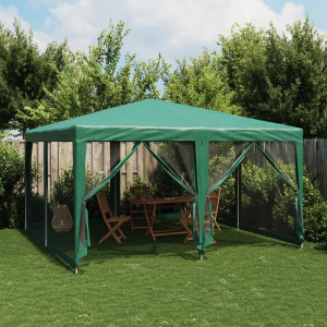 Carpa para fiestas con 8 paredes de malla HDPE verde 4x4 m D