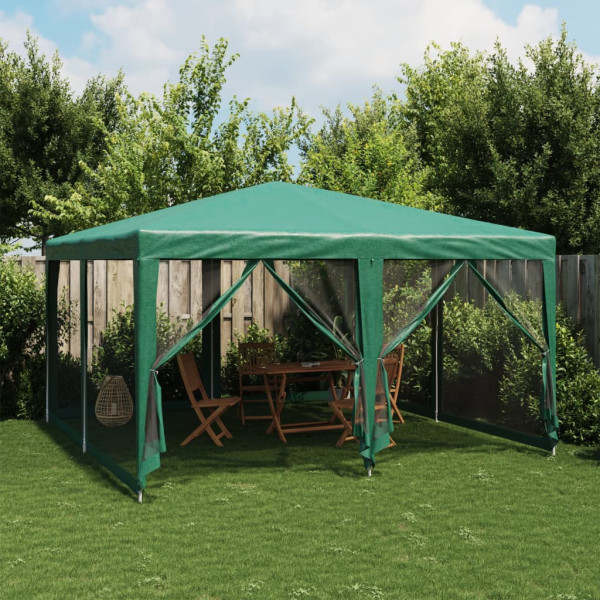 Tenda da festa com 8 paredes de malha HDPE verde 4x4 m D