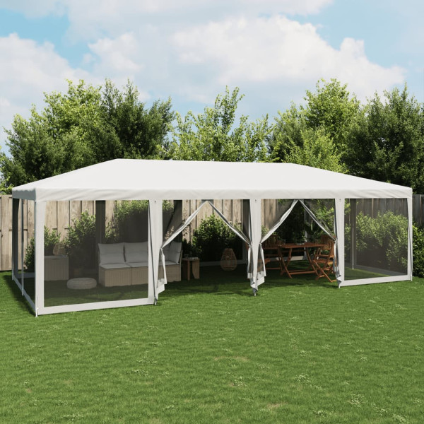 Carpa para fiestas con 12 paredes de malla HDPE blanco 8x4 m D