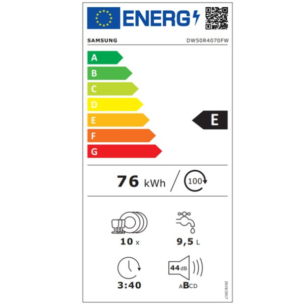 Lavavajillas SAMSUNG E 45cm DW50R4070FW/EC blanco M 7