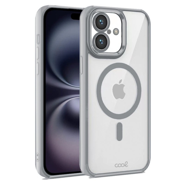 Carcaça COOL para iPhone 16 Borde de prata magnética D