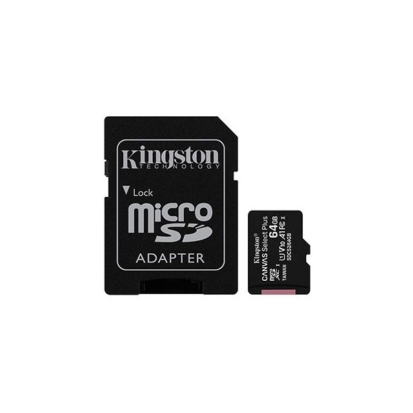 MEM MICRO SDXC 64GB KINGSTON CÂNVAS SELECT + ADAPT D