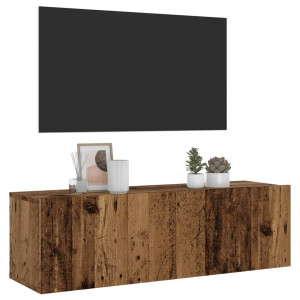 Mueble de TV de pared madera ingeniería envejecida 100x30x30 cm D