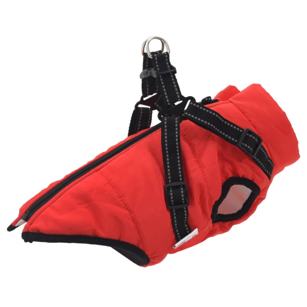 Abrigo para perro con arnés impermeable reflectante 2XL rojo D