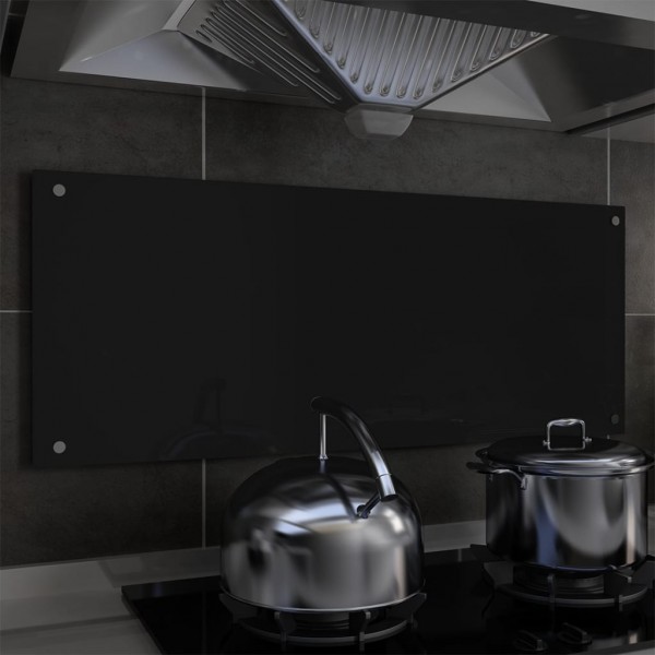 Protección salpicaduras cocina vidrio templado negro 100x40 cm D