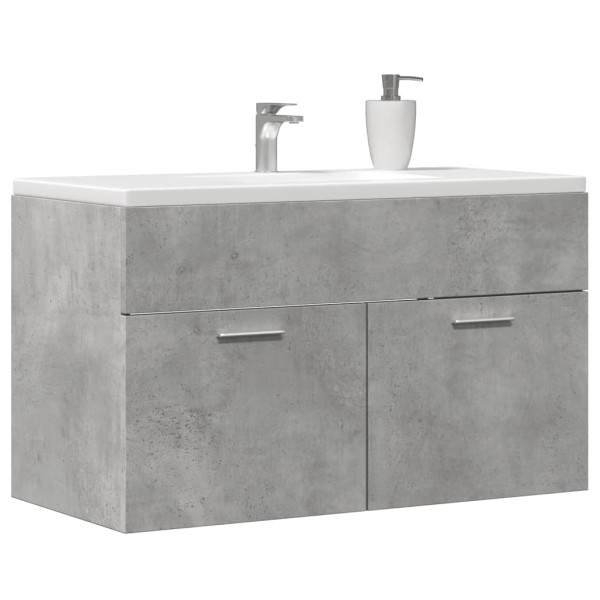 Mueble de lavabo madera ingeniería gris hormigón 90x38.5x46 cm D