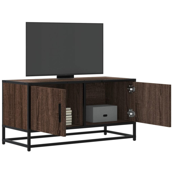 Mueble TV metal y madera ingeniería marrón roble 80x34.5x40 cm D