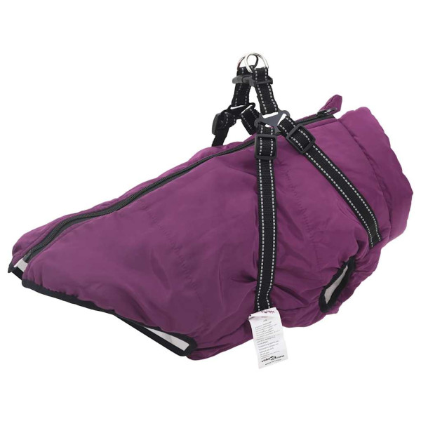 Abrigo para perro con arnés impermeable reflectante 4XL morado D