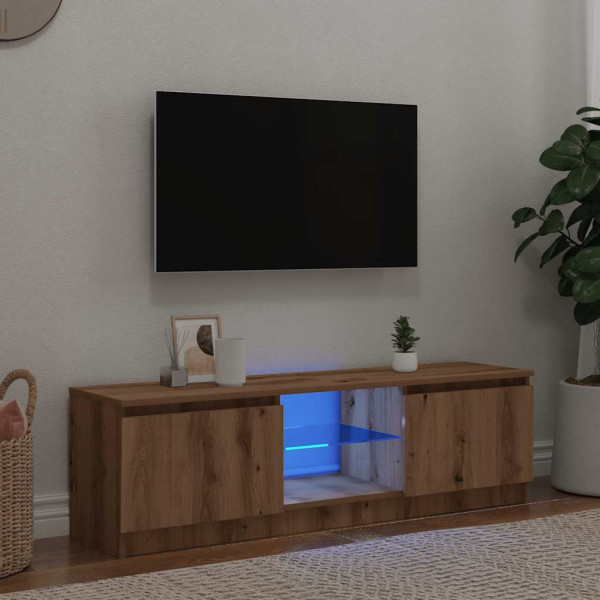 Móveis de TV LED luzes carvalho madeira artesanais 120x30x36 cm D