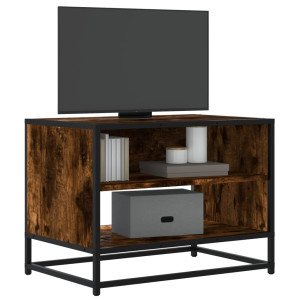 Mueble TV metal y madera ingeniería roble humo 61x40x46 cm D