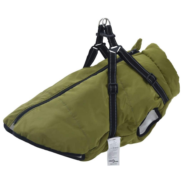 Abrigo perro arnés impermeable reflectante 4XL verde militar D