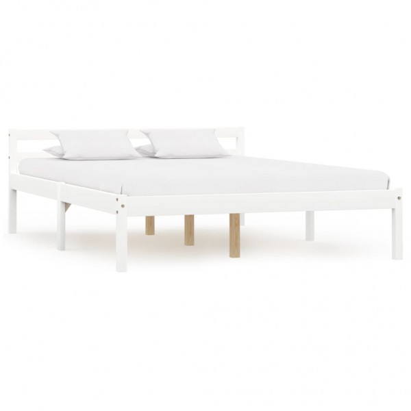 Estructura de cama de madera maciza de pino blanco 140x200 cm D