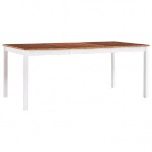 Mesa de comedor de madera de pino blanco y marrón 180x90x73 cm D
