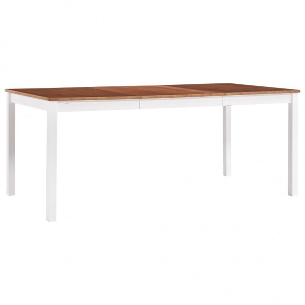 Mesa de jantar de madeira de pinheiro branco e marrom 180x90x73 cm D