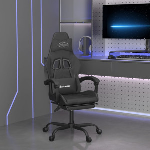 Silla gaming con reposapiés cuero sintético negro D