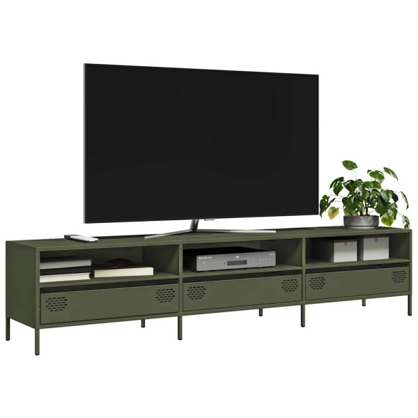 Mueble TV acero laminado en frío verde oliva 202x39x43.5 cm D