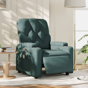 Sillón reclinable de masaje eléctrico tela verde oscuro D