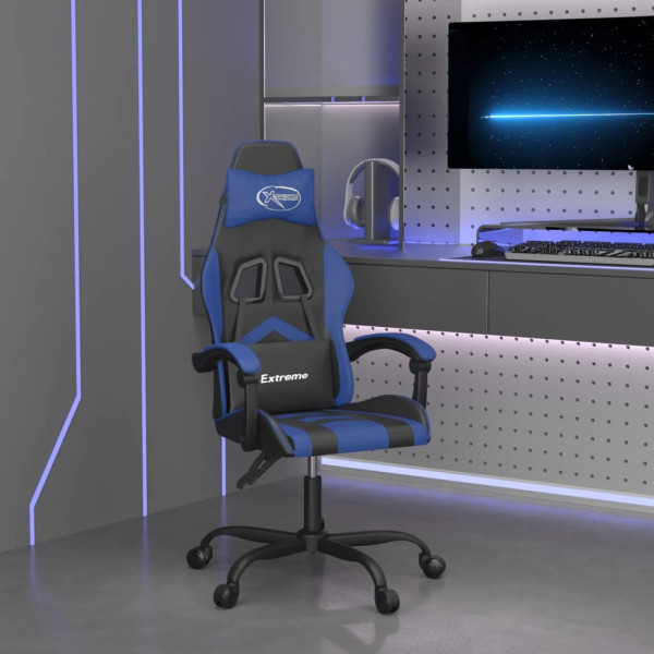 Silla gaming giratoria cuero sintético negro y azul D