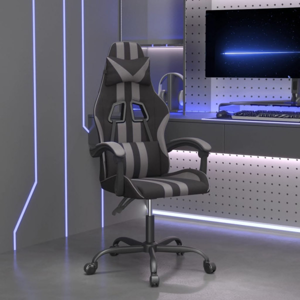 Silla gaming giratoria cuero sintético negro y gris D