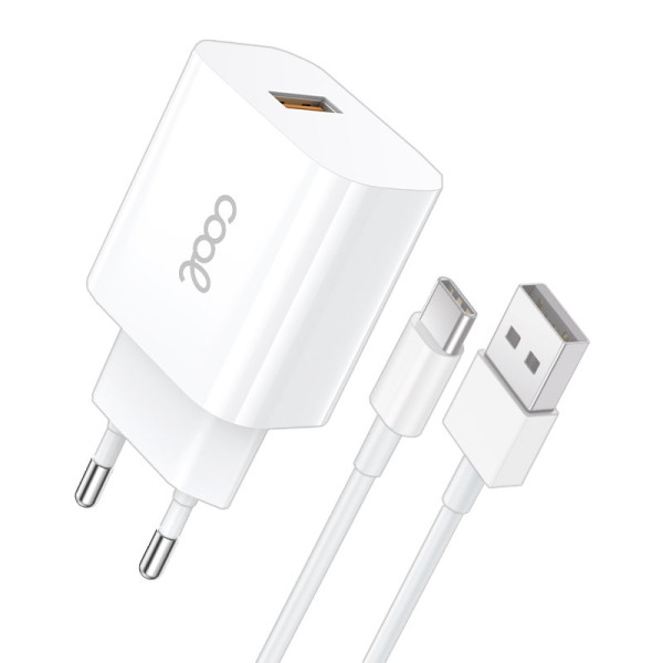 Cargador Red Conector Tipo-C (2.4 Amp) Universal COOL Kit 2 en 1 Blanco Cargador Red Conector Tipo-C (2.4 Amp) Universal COOL Kit 2 en 1 Blanco D