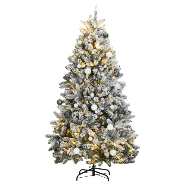 Árbol de Navidad artificial con bisagras 300 LED y bolas 240 cm D